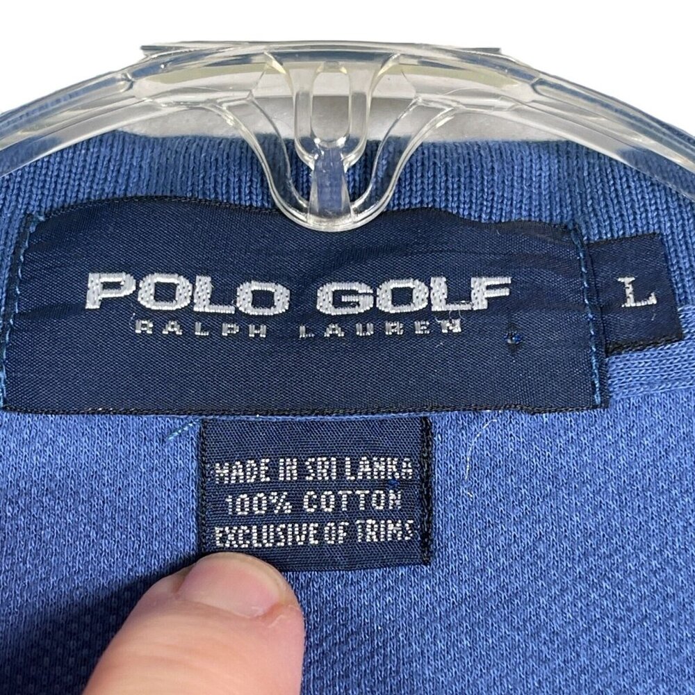 Polo Golf Ralph Lauren Shirt Mens L Blue‎ Cotton Short Sleeve Blue Pony Logo - Picture 4 of 8